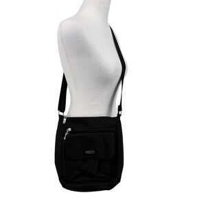 Baggallini Womens Black Nylon Crossbody Bag Adjustable Strap Travel Messenger